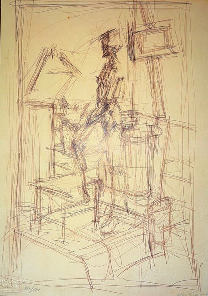 Alberto Giacometti Lithograph Coa -Original Numbered By Hand Signed