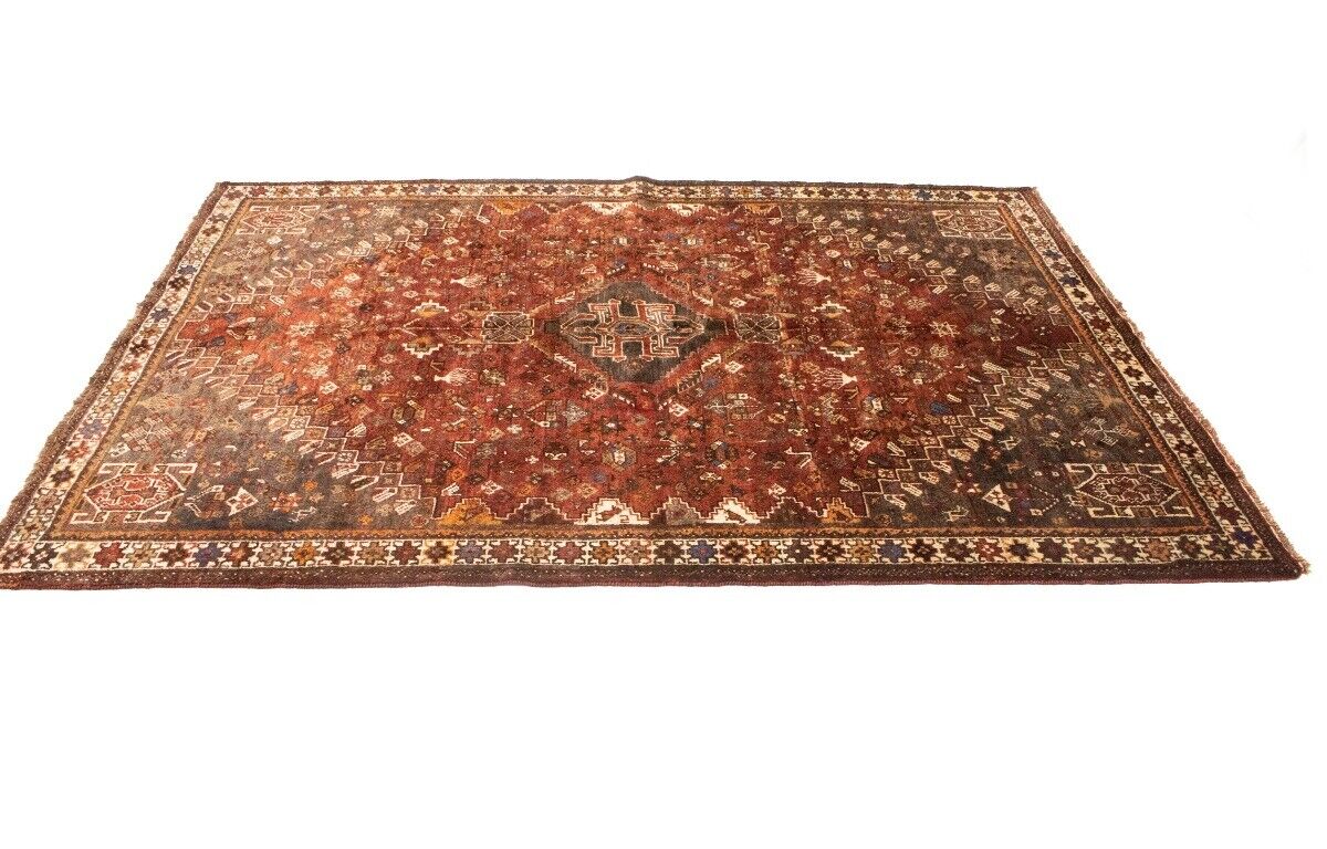 Tribal Vintage Oriental Rug Rusty Red Carpet