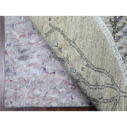 8'X8' Oyster Gray Peshawar Tree Design Hand Knotted 100% Wool Round Rug