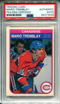 Mario Tremblay Autographed 1982 O-Pee-Chee Card (Psa)