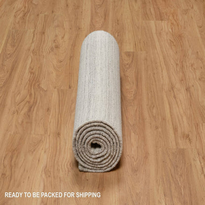 2'7"X10' Brown Hand Loomed Plain Modern Design Undyed All Wool Runner Rug