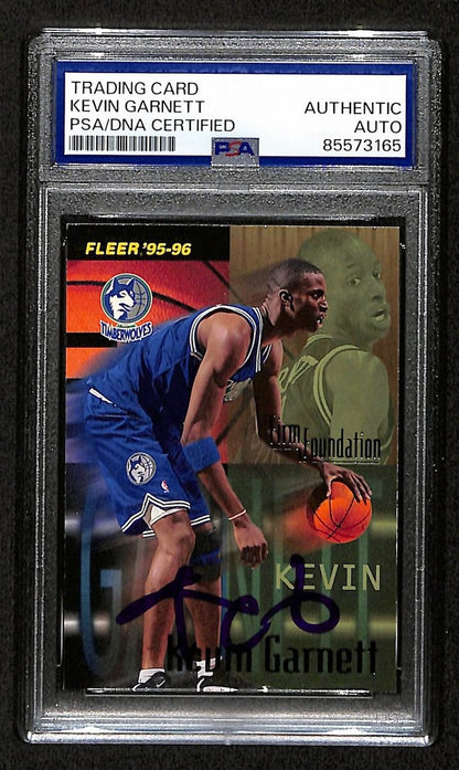 Kevin Garnett Hof Signed/Auto On Card 1995-96 Fleer Rc Card #335 Psa/Dna 198734