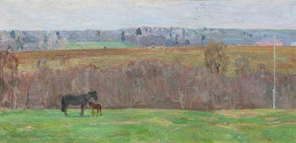 Nikolai Novikov First Spring 1974 Original Soviet Russian Oil Painting Horses