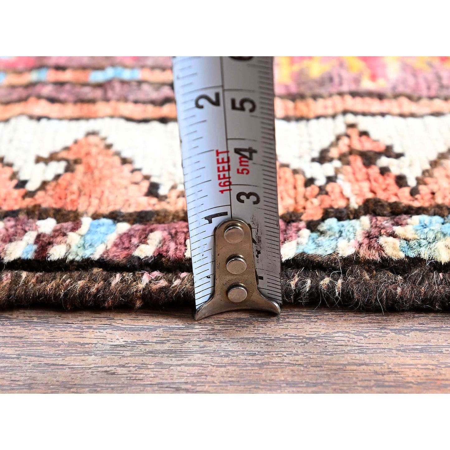 4'5"X5'10" Blue Afghan Caucasian Design Revival Hand Knotted Soft Wool Rug