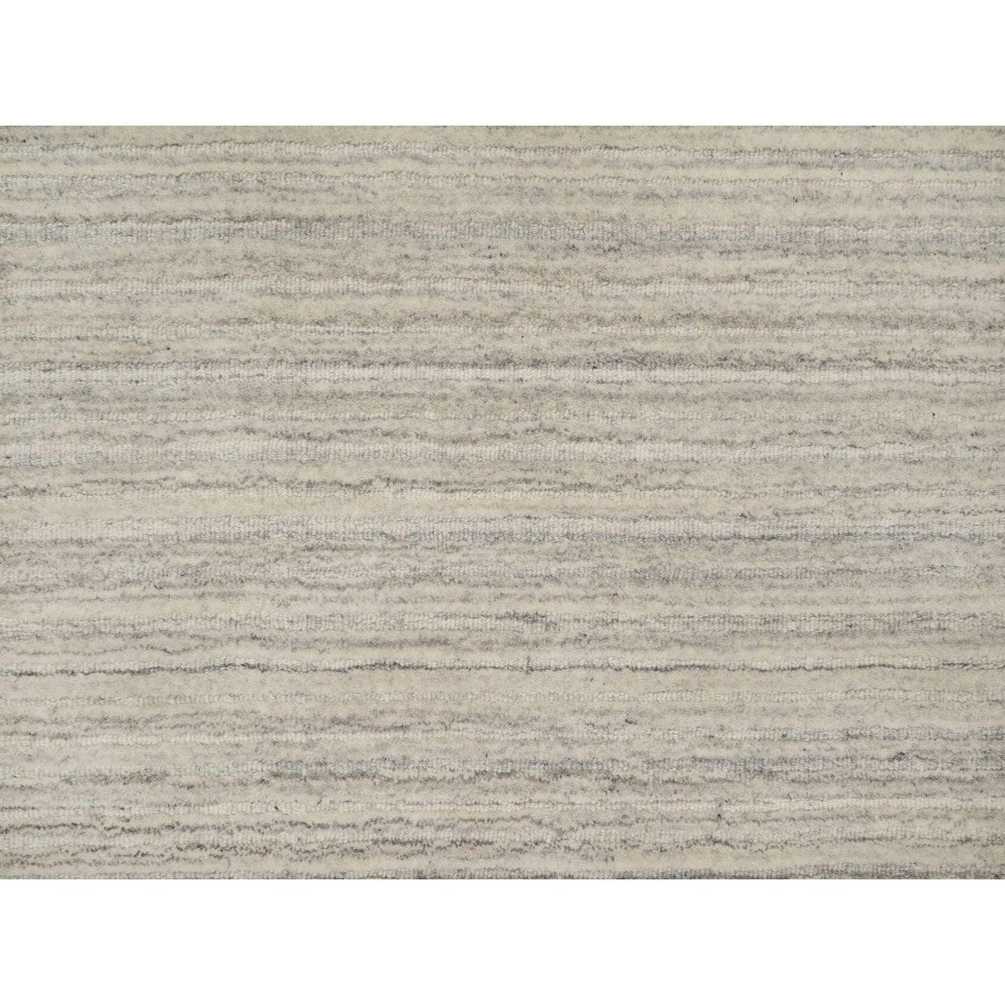 2'5"X8' Beige Plain Modern Design Undyed Pure Wool Hand Loomed Runner Rug