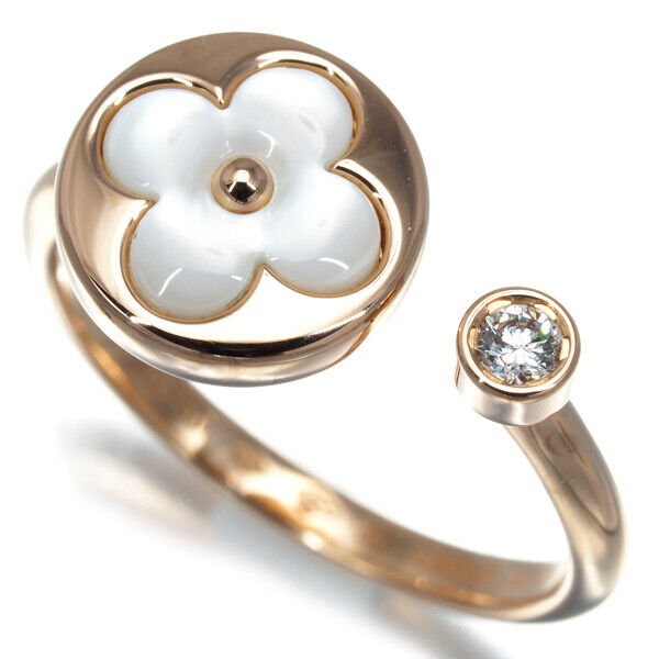 Louis Vuitton Ring Sun Blossom Mother Of Pearl Diamond Mini Eu50 18K Rg