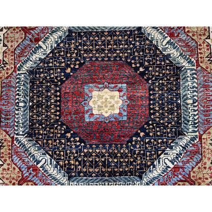 7'9"X10' Ivory Pure Wool Hand Knotted Mamluk Design 200 Kpsi Rug