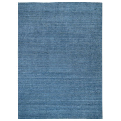 10'X14' Denim Blue Hand Loomed Modern Design Pure Wool Rug