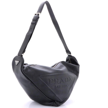 Prada Triangle Logo Zip Messenger Leather Large