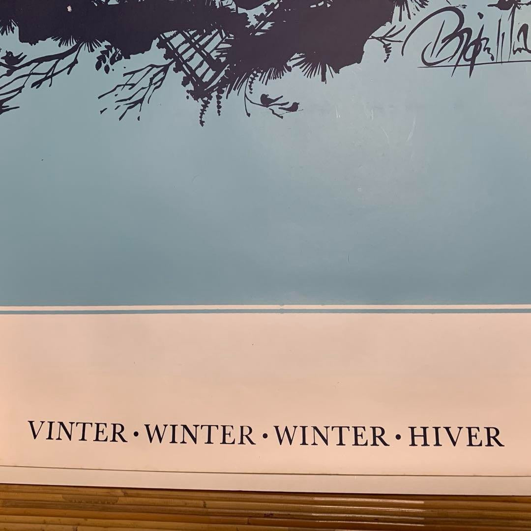 Bjorn Wiinblad Vintage Poster Winter Season Large 140X50Cm Danish Silhouette Art