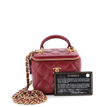 Chanel Classic Top Handle Vanity Case With Chain Quilted Lambskin Mini