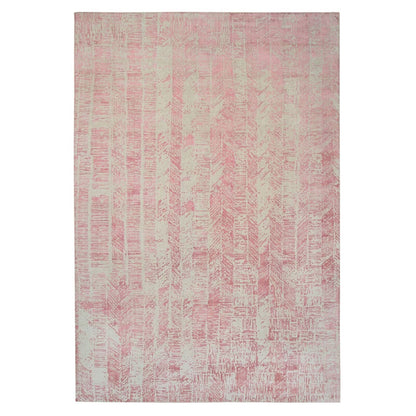 11'10"X17'10" Pink Wool And Art Silk Jacquard Hand Loomed Oversized Rug