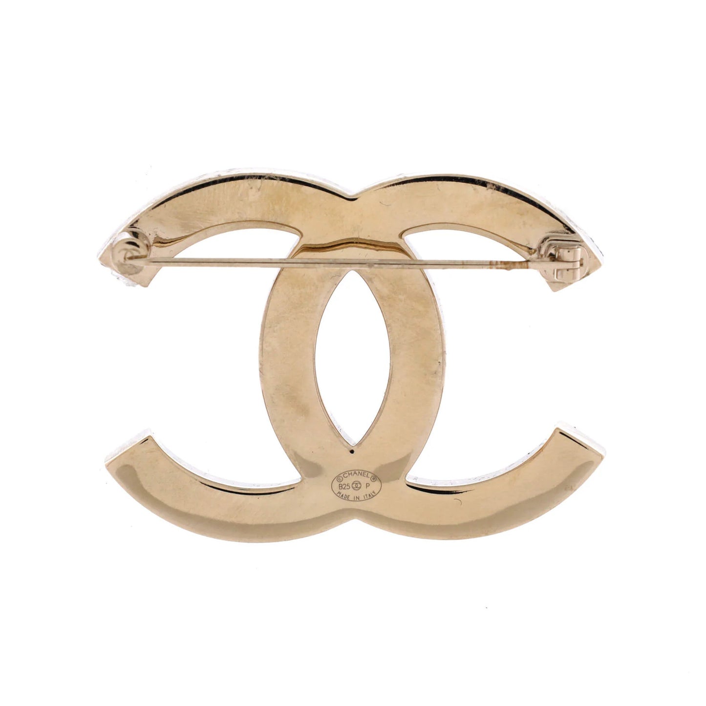 Chanel Cc Brooch Metal With Crystals