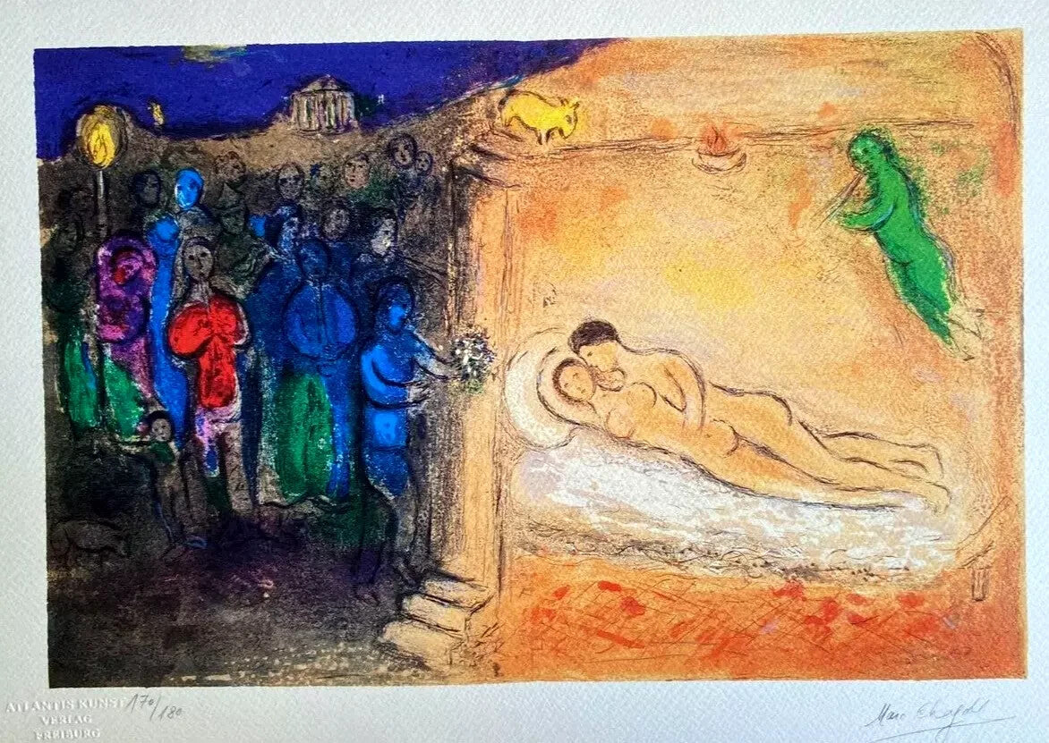 Marc-Chagall Lithograph Hand-Made Coa Hand-Signed Op