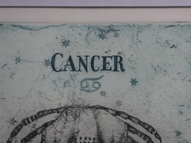 Veronika Paleckova "Cancer" Signed Color Etching Limited 50 Zodiac Art Framed
