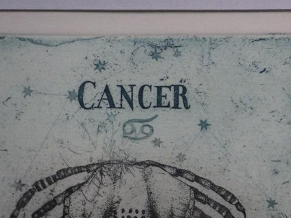 Veronika Paleckova "Cancer" Signed Color Etching Limited 50 Zodiac Art Framed