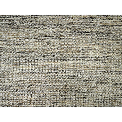 10'3"X13'9" Beige Hand Knotted Rug Distressed & Oxidized Grass Design Wool