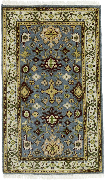 Hand-knotted gray floral chobi rug oriental farmhouse decor carpet