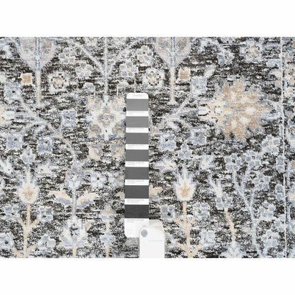 2'7"x8'3" Silver, Willow and Cypress, Silk/ Wool Hand Knotted, Runner Rug