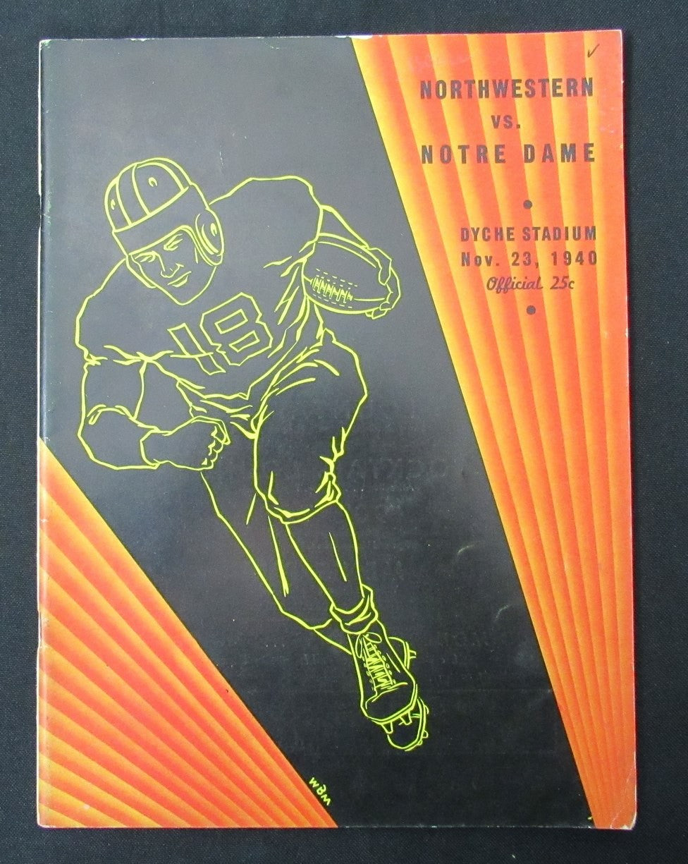 11/23/1940 Northwestern Vs. Notre Dame Program 185914