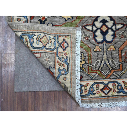 3'X11'10" Gray Hand Knotted Aryana Bidjar Garus Wool Runner Oriental Rug