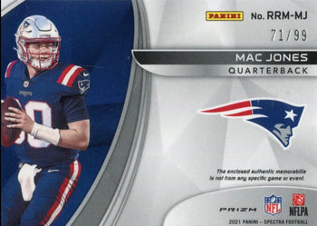Mac Jones 2021 Panini Spectra Rookie Memorabilia