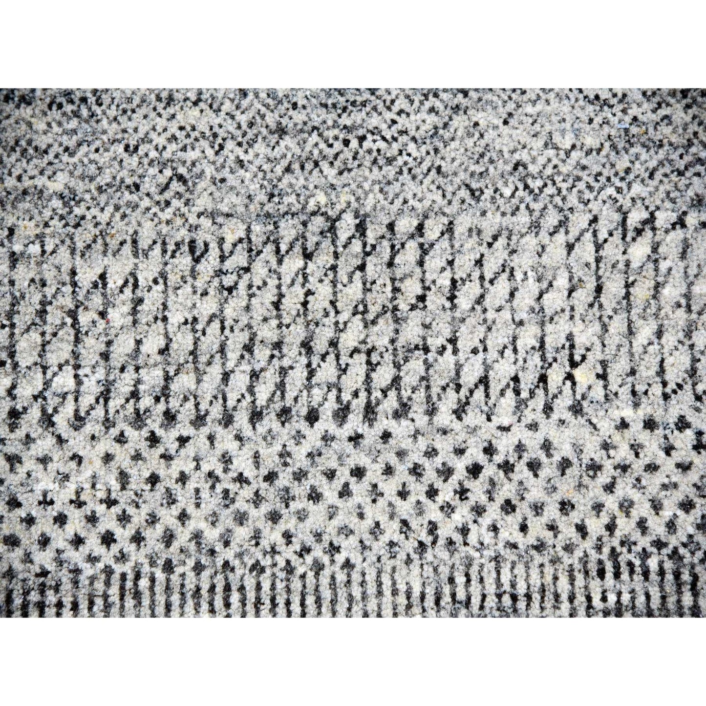 12'X12' Shower Gray Undyed Wool Grass Design Hand Knotted Round Rug