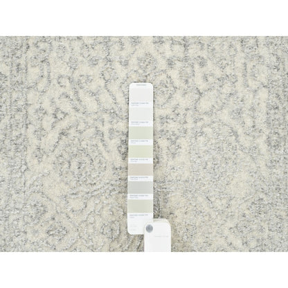 2'6"X10'1" Beige Hand Loomed Wool, Plant Based Silk Oriental Runner Rug