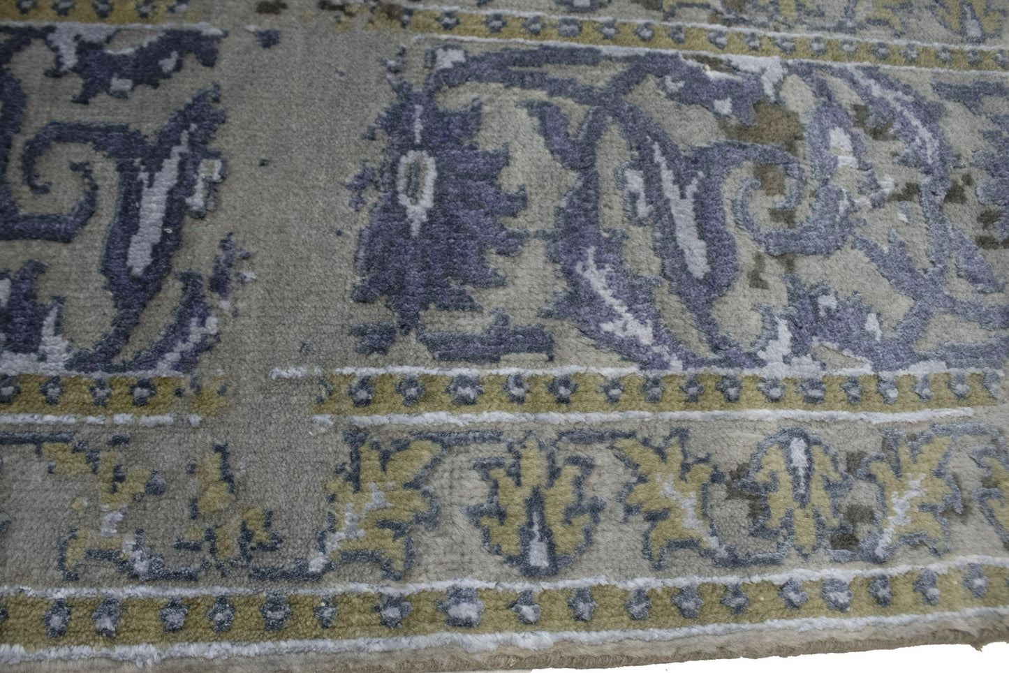Modern handmade oriental rug distressed floral carpet 8x10 ft