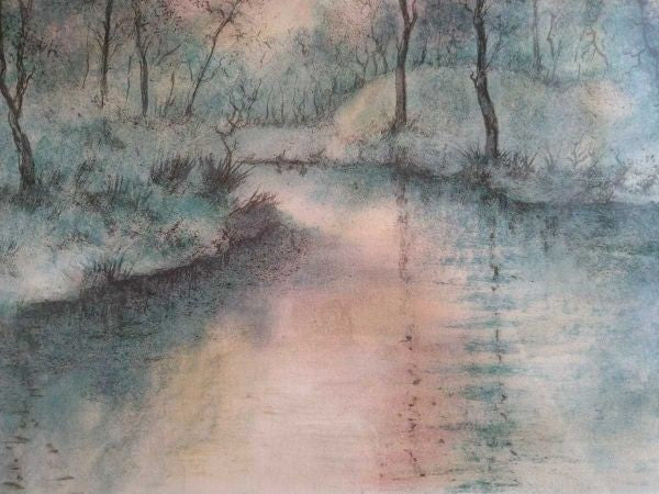Antonio Rivera Signed Lithograph Forest By The Water 64/200 Spanish Landscape