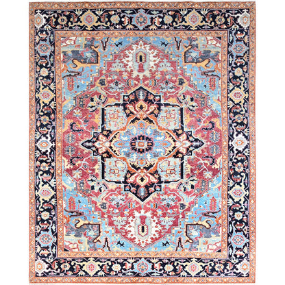9'2"X11'8" Pink Seeripe Heris Wool Hand Knotted Denser Weave Oriental Rug