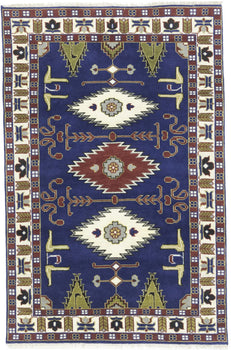 Kazak Oriental Rug Geometric Design Carpet Home