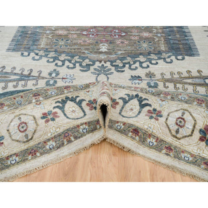 13'10"X16'2" Ivory Reimagined Viss Design Wool Hand Knotted Oversized Rug