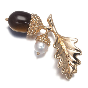 Mikimoto Brooch Tiger'S Eye Akoya Pearl 5.0Mm
