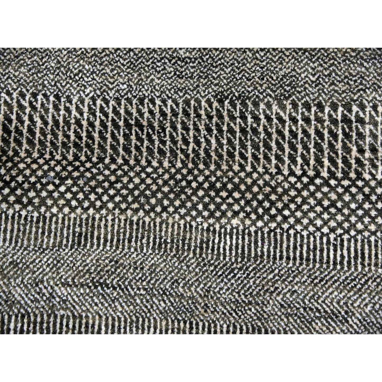 8'1"X10'3" Davy Gray Wool And Silk Hand Knotted Modern Grass Design Rug