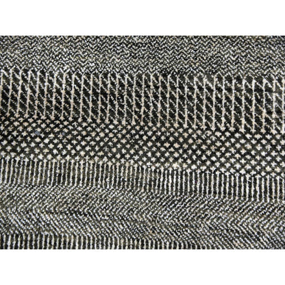 8'1"X10'3" Davy Gray Wool And Silk Hand Knotted Modern Grass Design Rug