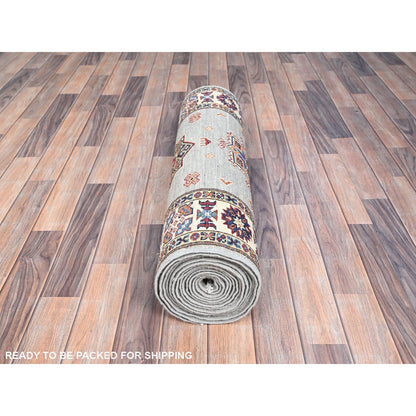 2'9"X18'2" Jubilee Gray Wool Afghan Super Kazak Xl Runner Oriental Rug