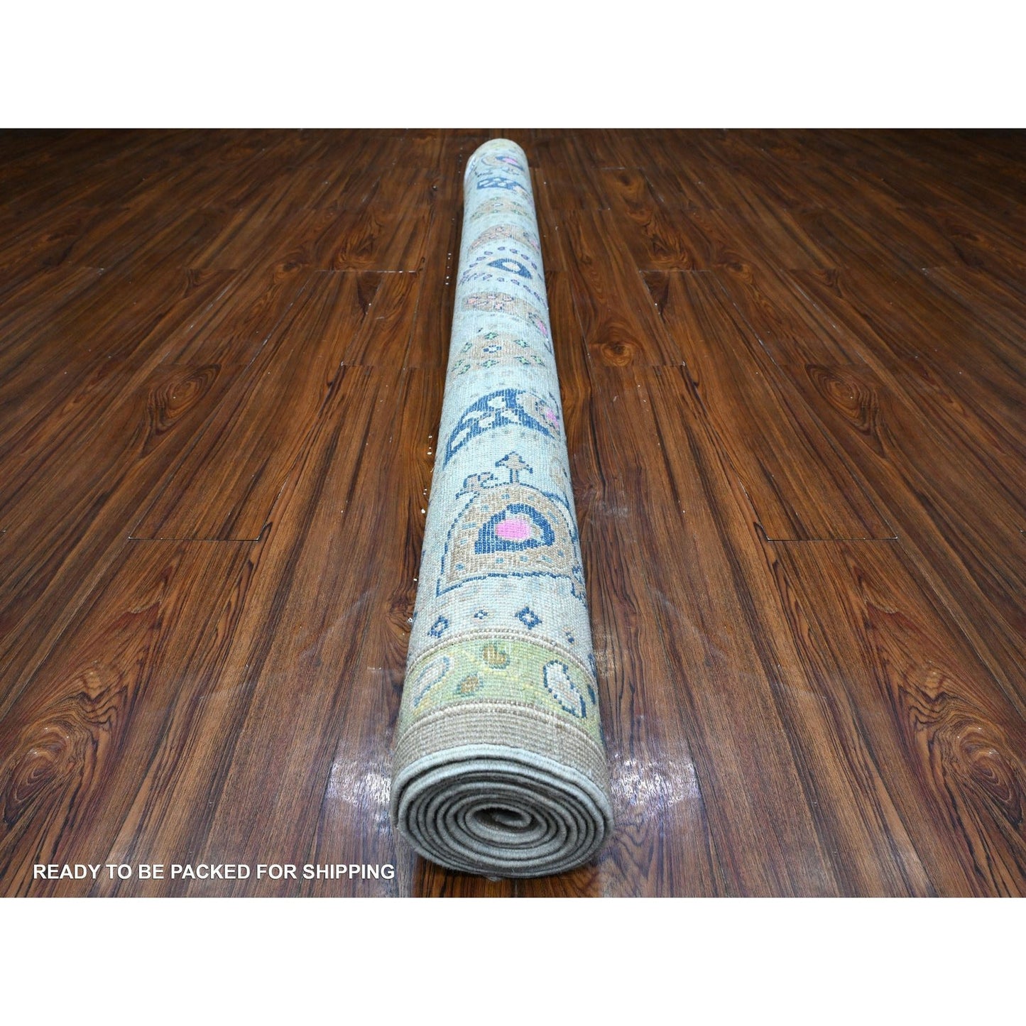 6'X8'8" Dorian Gray Colorful Fusion Kazak Organic Wool Oriental Rug