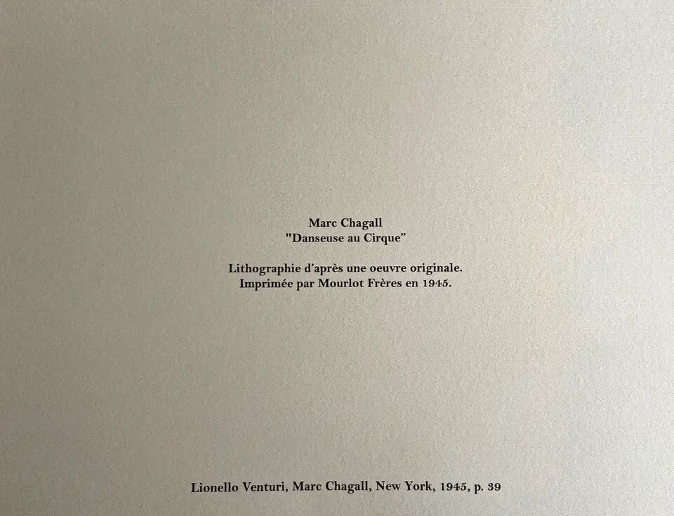 Marc Chagall Lithograph Mourlot Coa Signed Published