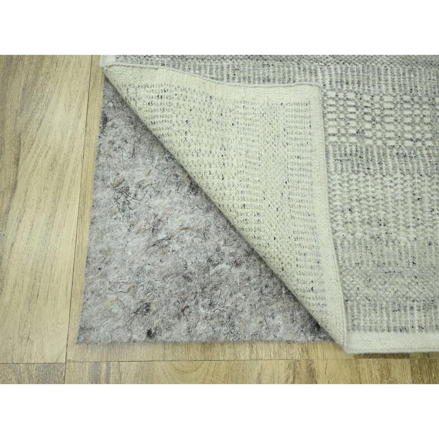 2'7"X10'3" Gray Hand Knotted Rug Wool Oxidized Grass Design Runner