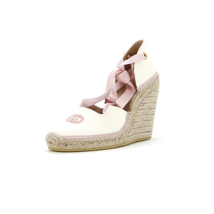 Gucci Women'S Interlocking G Wedge Espadrilles Embroidered Canvas