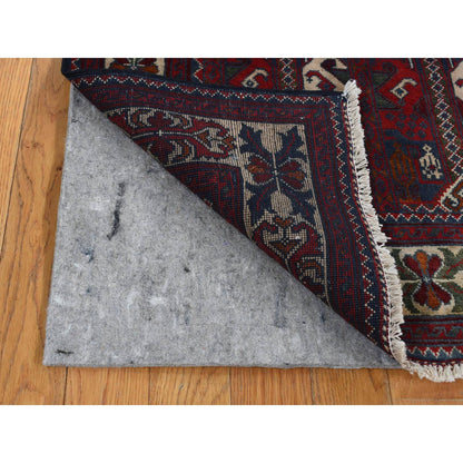 2'6"X9'3" Falu Red Afghan Khamyab Shiny Wool Hand Knotted Runner Rug