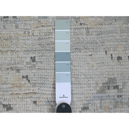 9'X12'1" Gray Moroccan Weave Elephant Feet Design Hand Knotted Wool Rug