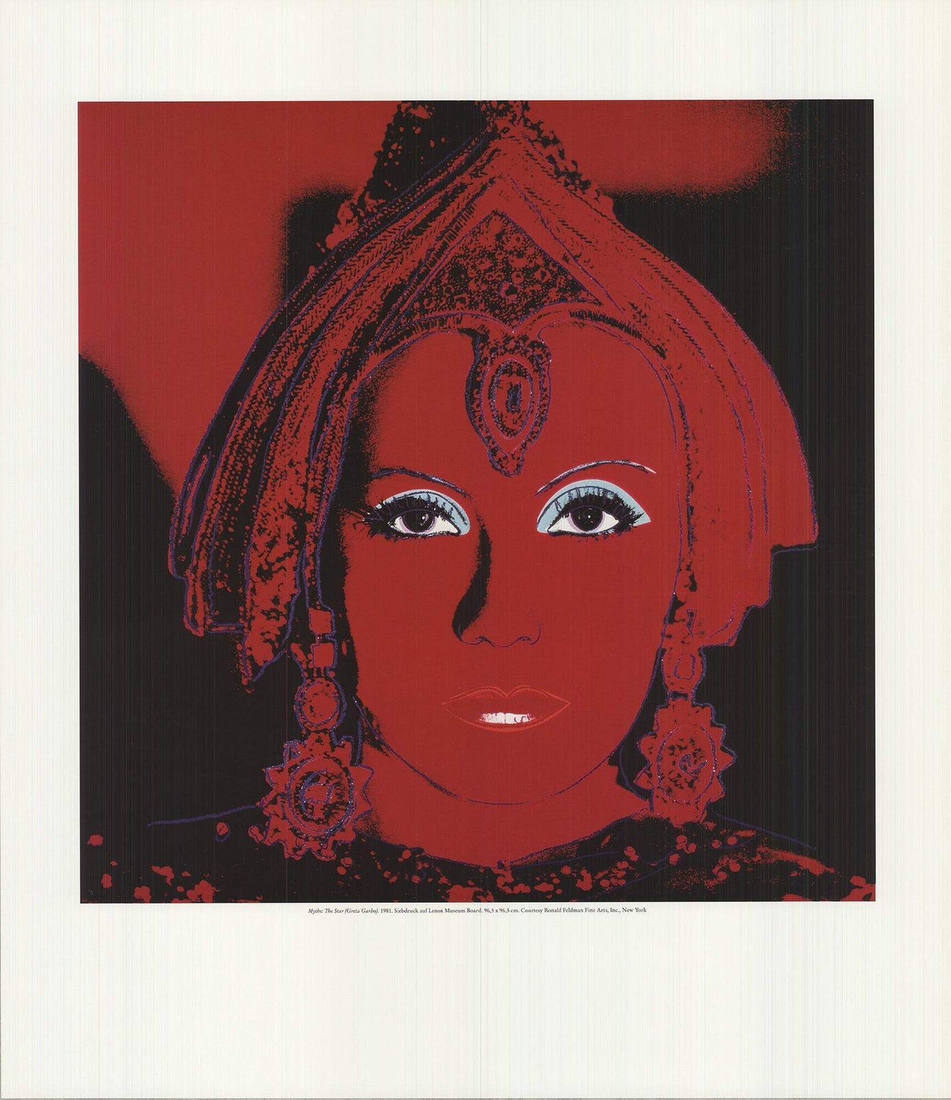 Bla ANDY WARHOL Myths: The Star (Greta Garbo) 22" x 19" Poster 1990 Pop Art Red