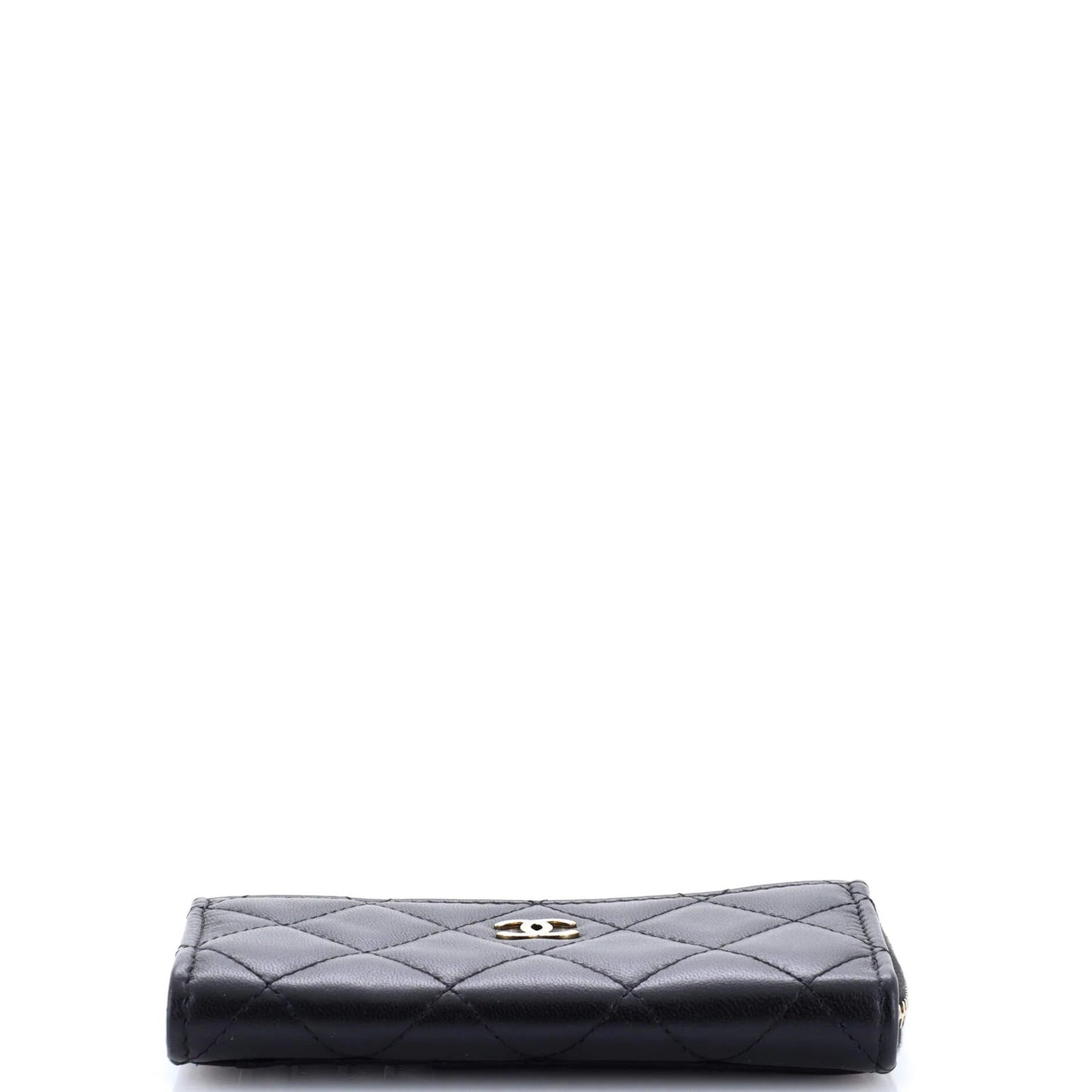 Chanel Zip Around Card Holder Quilted Lambskin