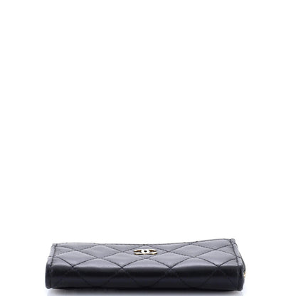 Chanel Zip Around Card Holder Quilted Lambskin