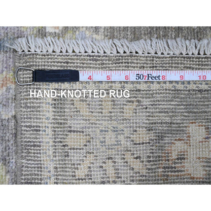 2'10"X5'10" Brown Angora Oushak Leaf Design Hand Knotted Wool Runner Rug