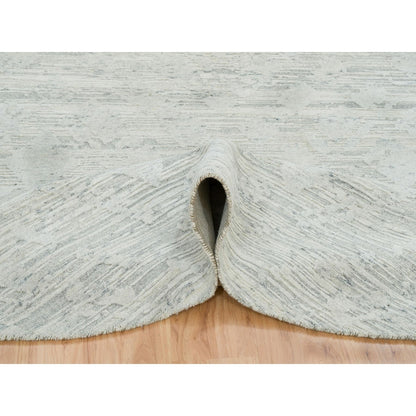 8'X8' Ivory Modern Design Undyed Natural Wool Hand Knotted Round Rug