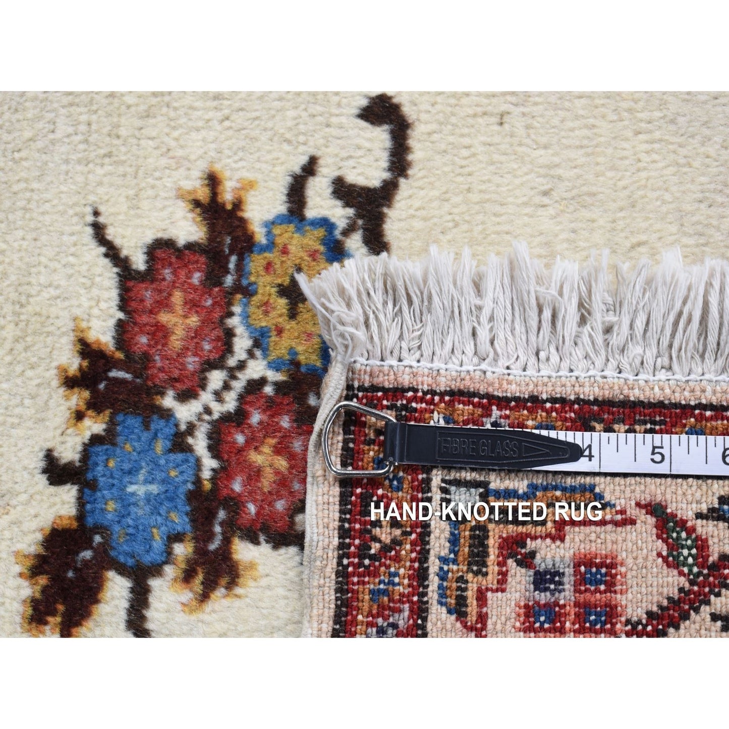 3'3"X4'3" Ivory New Bohemian Karabakjoon Pure Wool Hand Knotted Rug