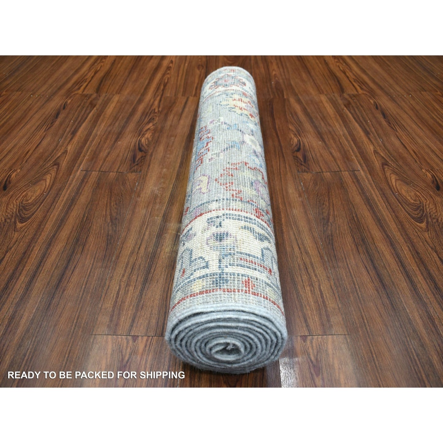 2'8"X9'10" Gray Soft Wool Hand Knotted Afghan Angora Oushak Runner Rug